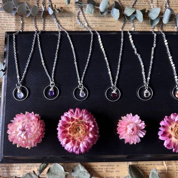 Gemstone Hoop Necklace - Picture 5 of 7